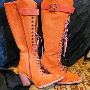 John Fluevog Orange/Pink Boots